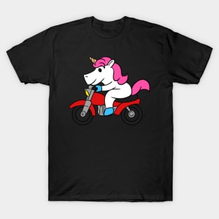 Unicorn Riding Motorcycle T-Shirt Funny Magical- T-Shirt